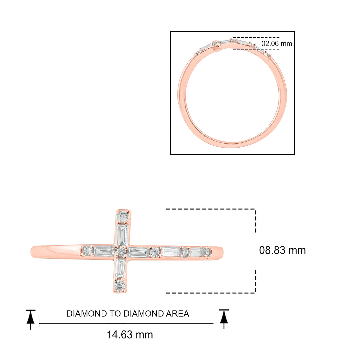 Diamond & Gemstone Cross Ring in 14K Gold- Ruby, Natural Diamonds