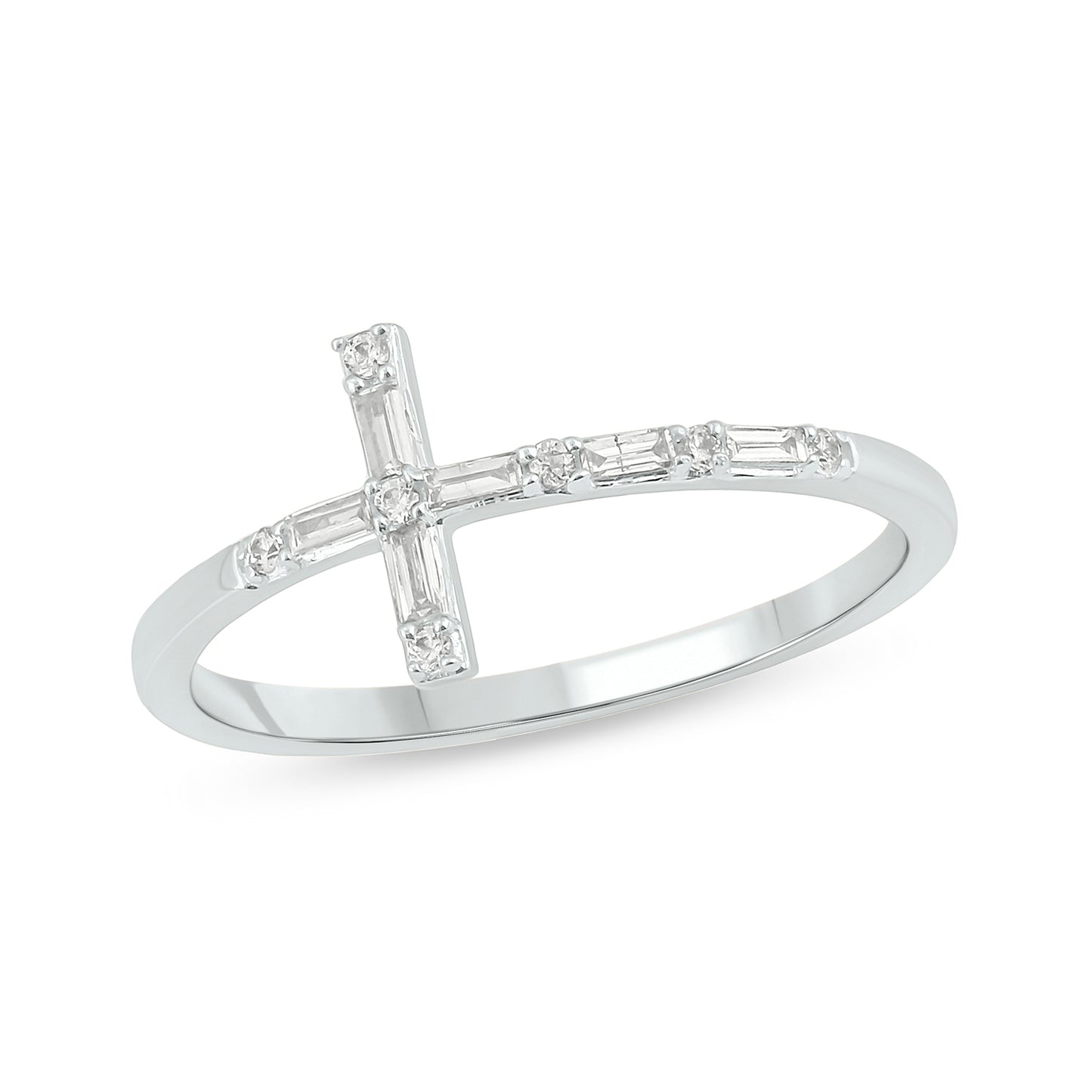 Diamond & Gemstone Cross Ring in 14K Gold - Blue Sapphire, Natural Diamonds