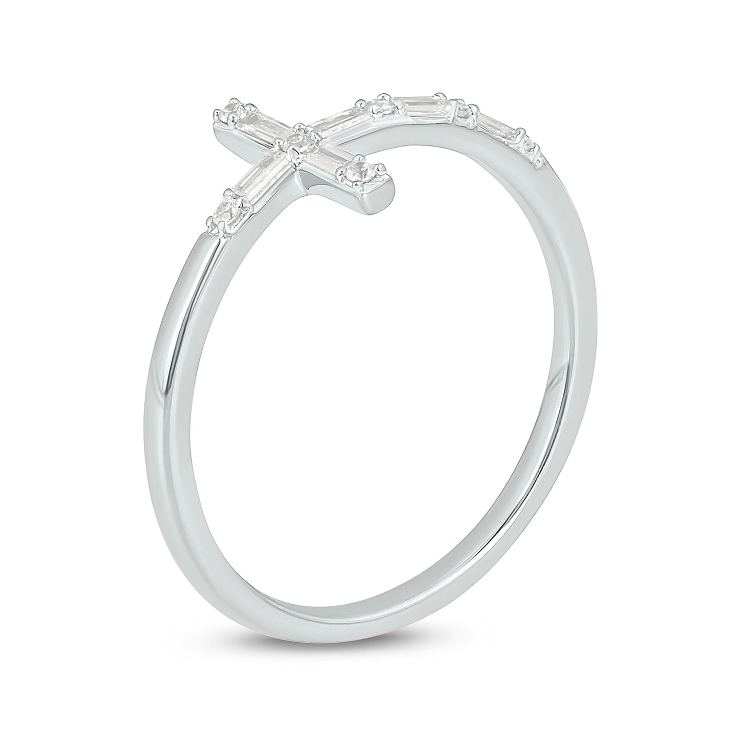 Diamond & Gemstone Cross Ring in 14K Gold - Blue Sapphire, Natural Diamonds