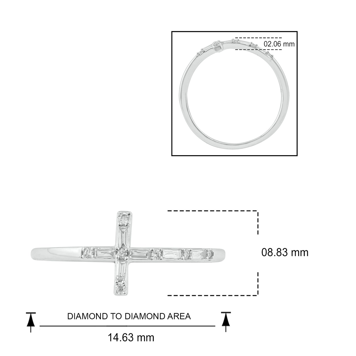 Diamond & Gemstone Cross Ring in 14K Gold - Blue Sapphire, Natural Diamonds