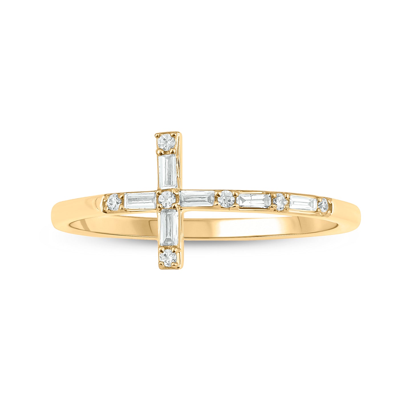 Diamond & Gemstone Cross Ring in 14K Gold