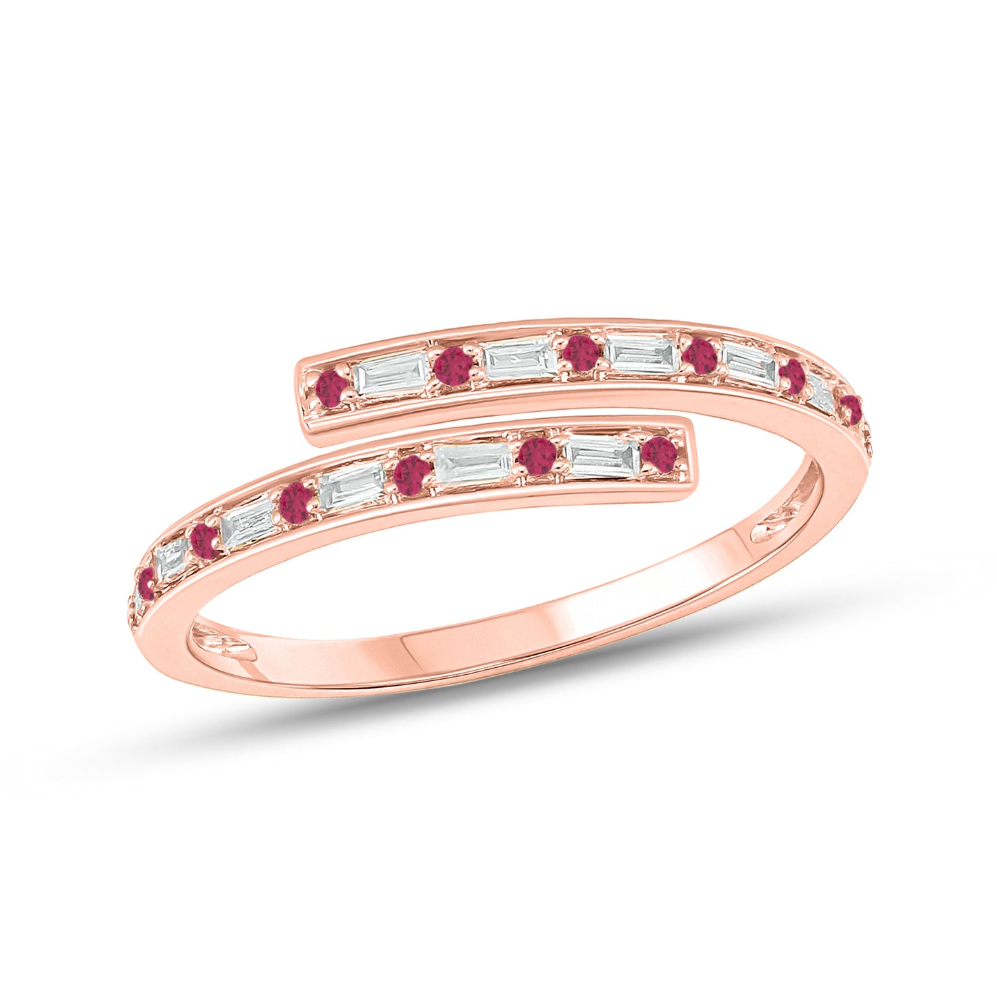 Minimal Ruby Bypass Ring in 14K Gold