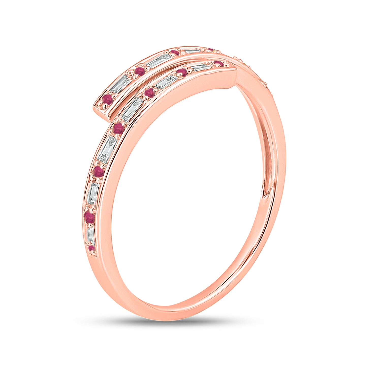 Minimal Ruby Bypass Ring in 14K Gold