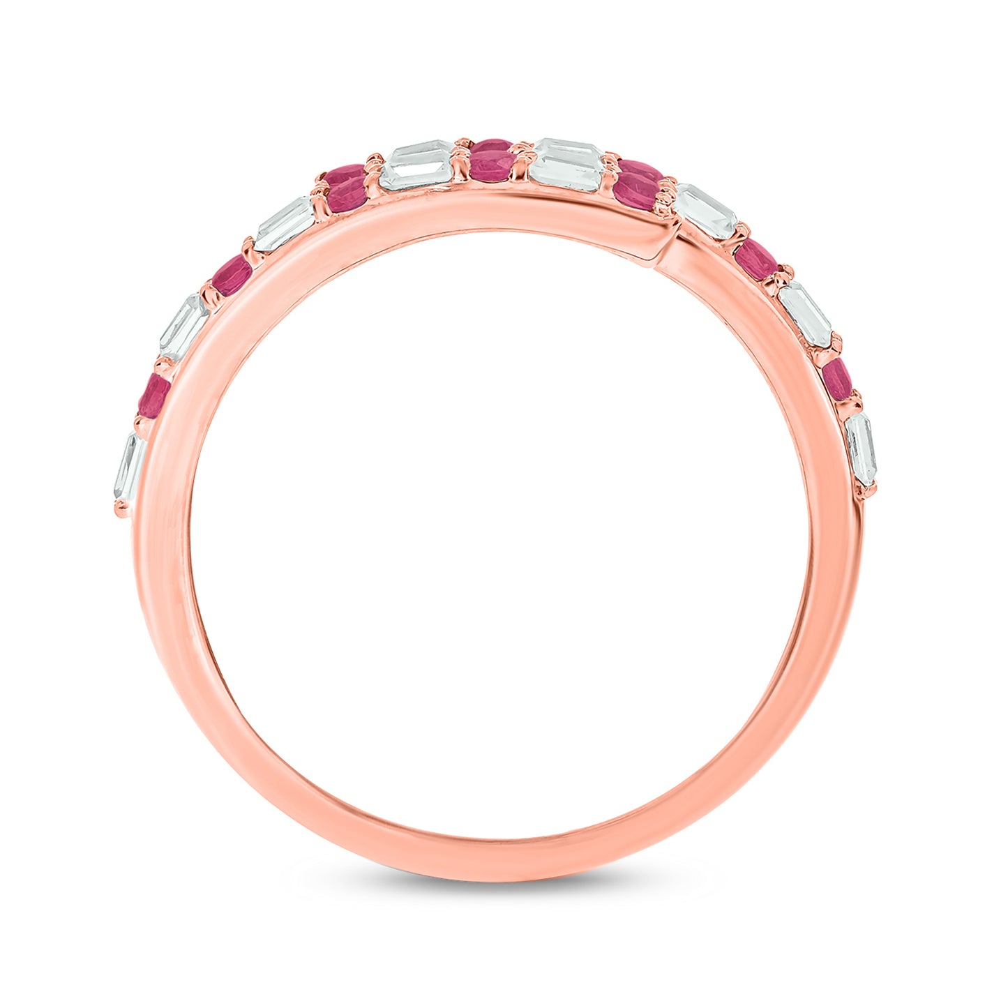 Minimal Ruby Bypass Ring in 14K Gold