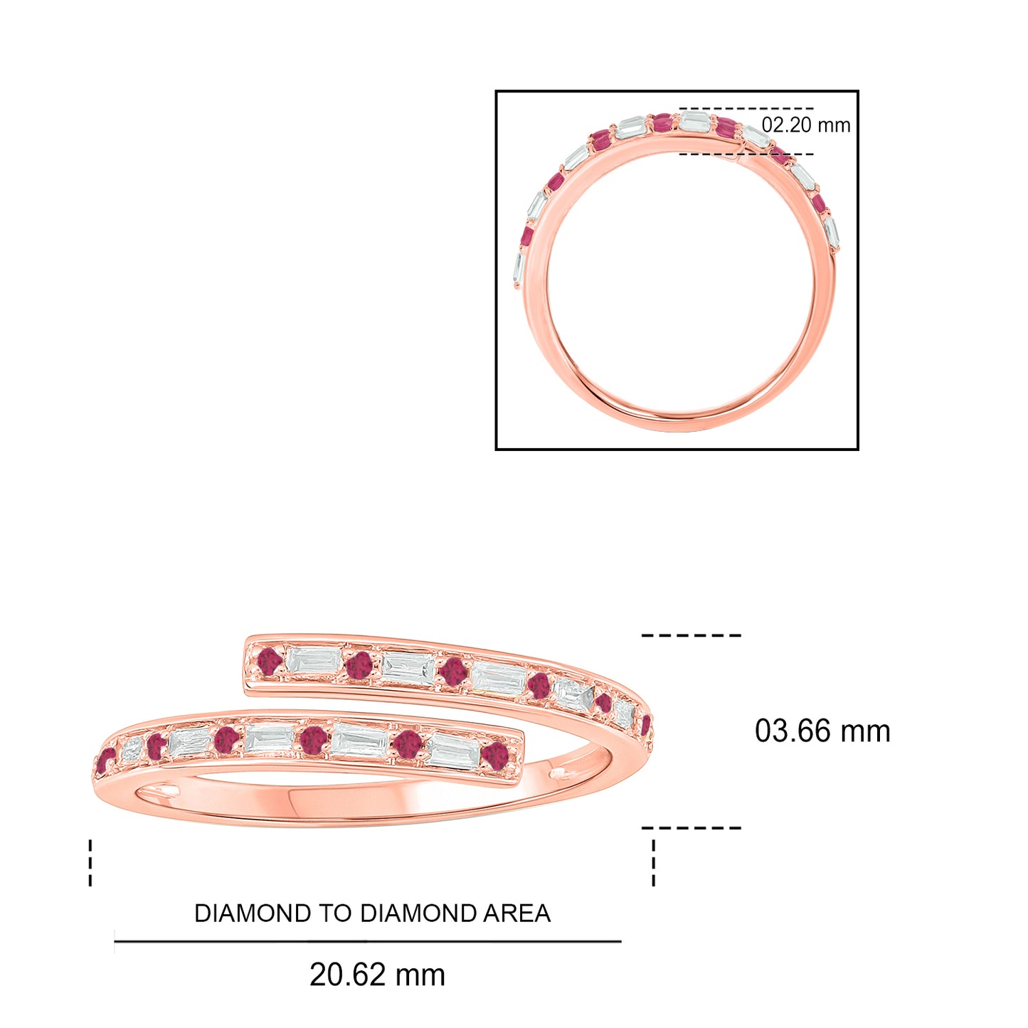 Minimal Ruby Bypass Ring in 14K Gold