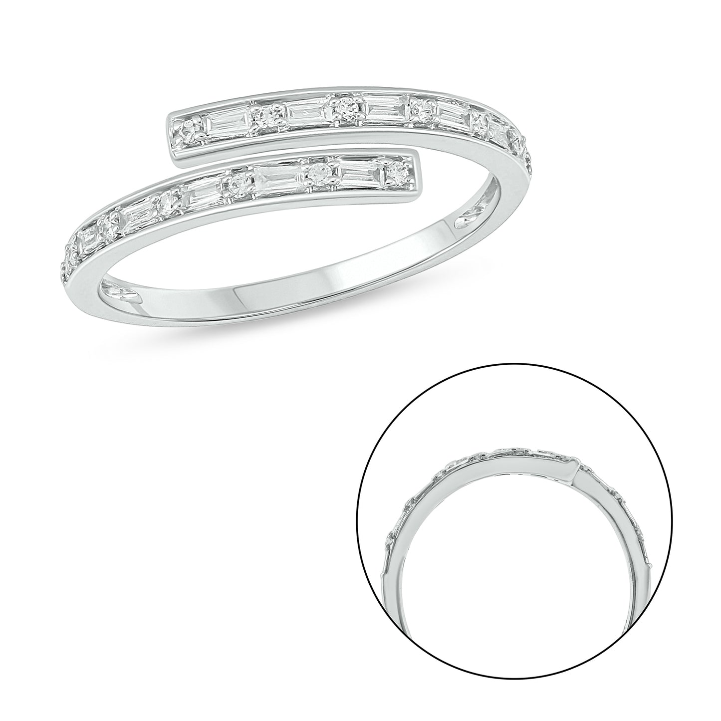14K Gold Minimal Bypass Ring - Blue Sappire & Natural Diamonds