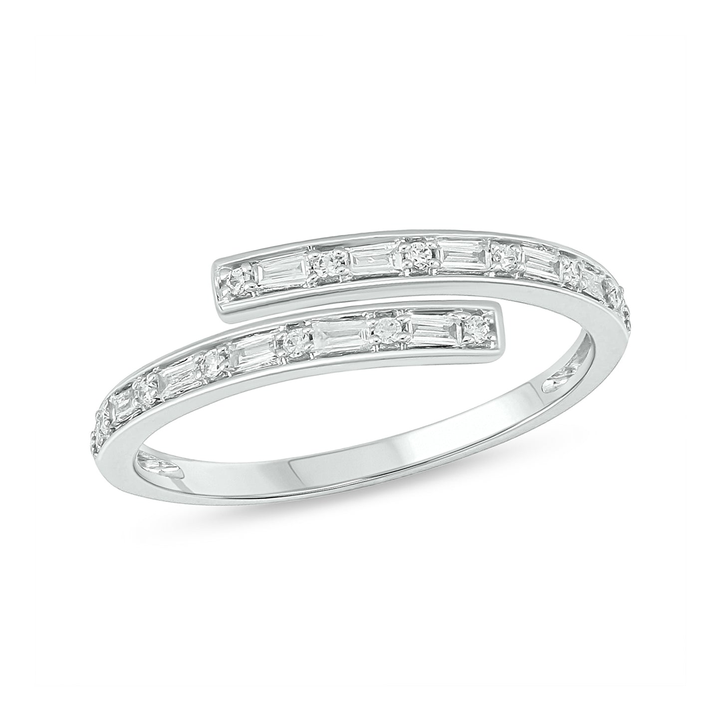 14K Gold Minimal Bypass Ring - Blue Sappire & Natural Diamonds