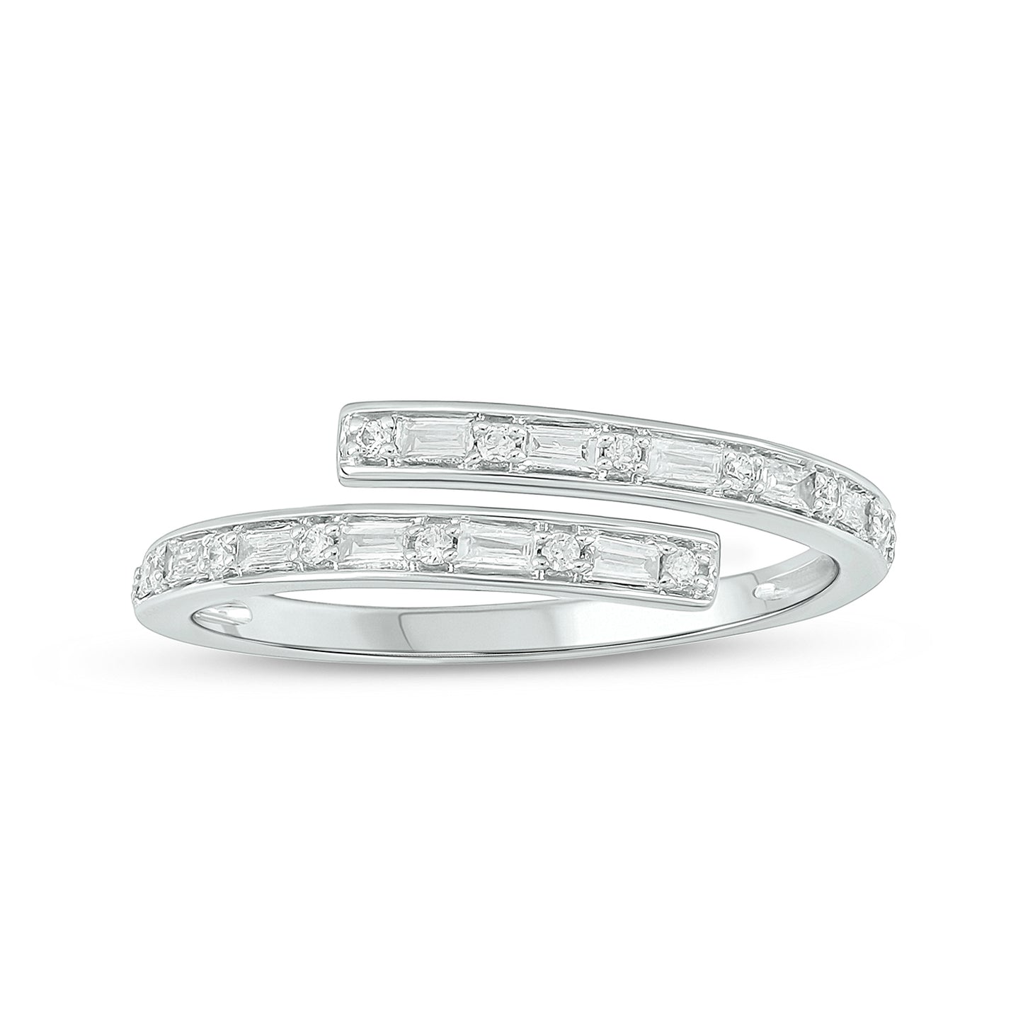 14K Gold Minimal Bypass Ring - Blue Sappire & Natural Diamonds