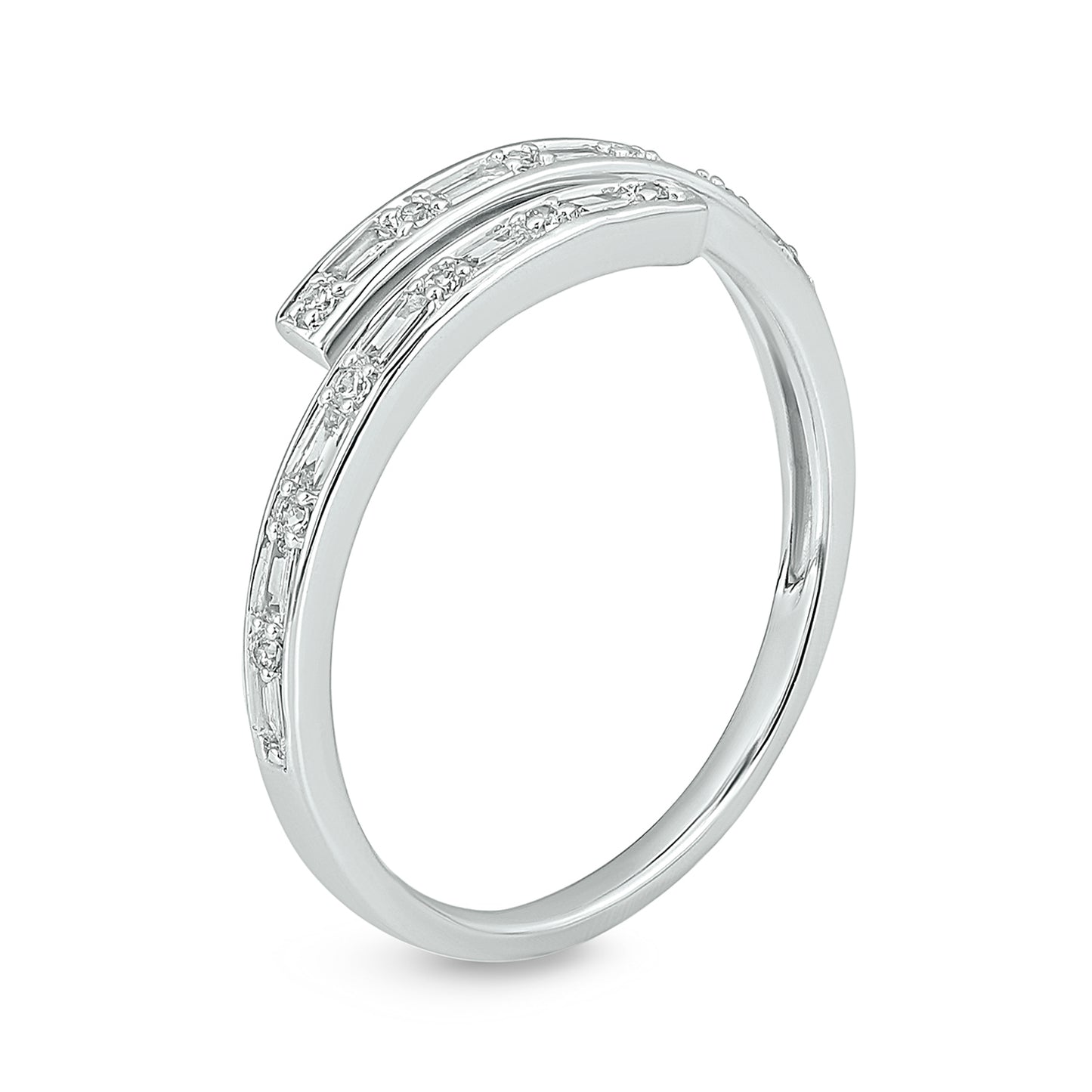 14K Gold Minimal Bypass Ring - Blue Sappire & Natural Diamonds