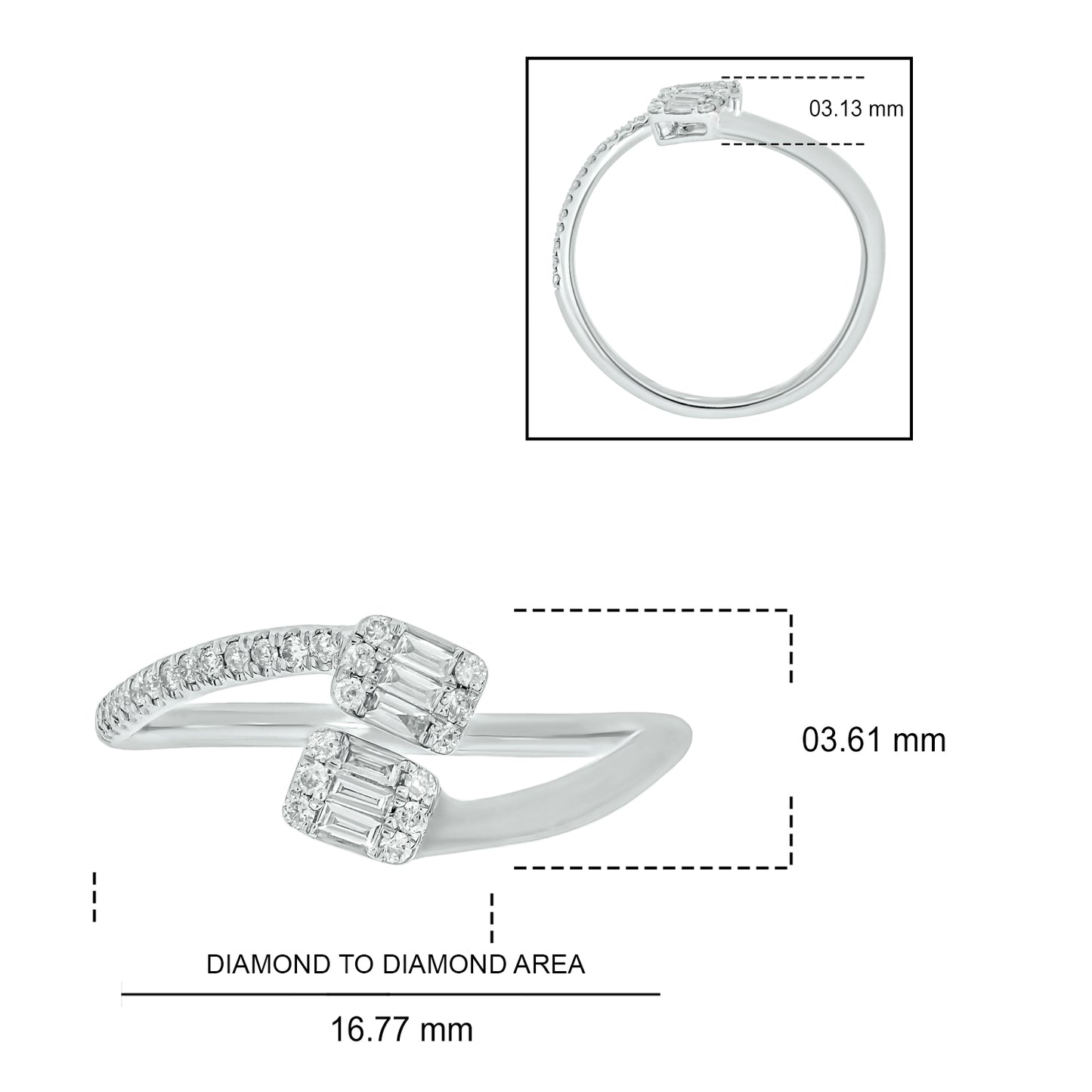 10KT Gold Round & Baguette Diamond Ring