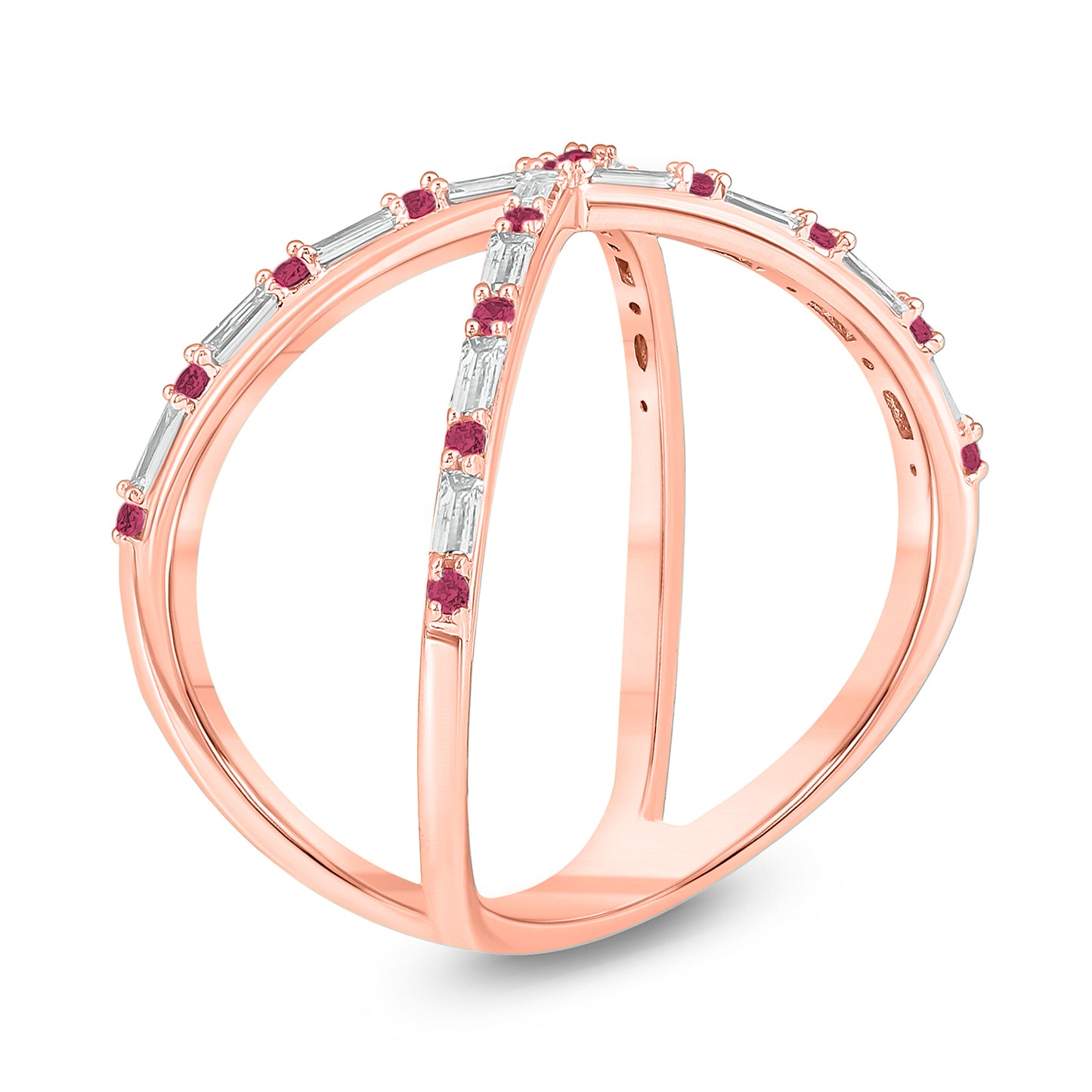 14K Gold Criss Cross Ruby & Diamond Ring