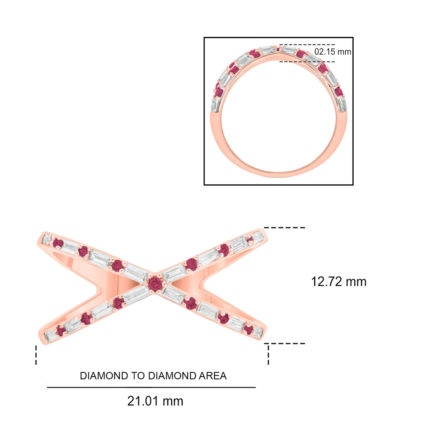 14K Gold Criss Cross Ruby & Diamond Ring