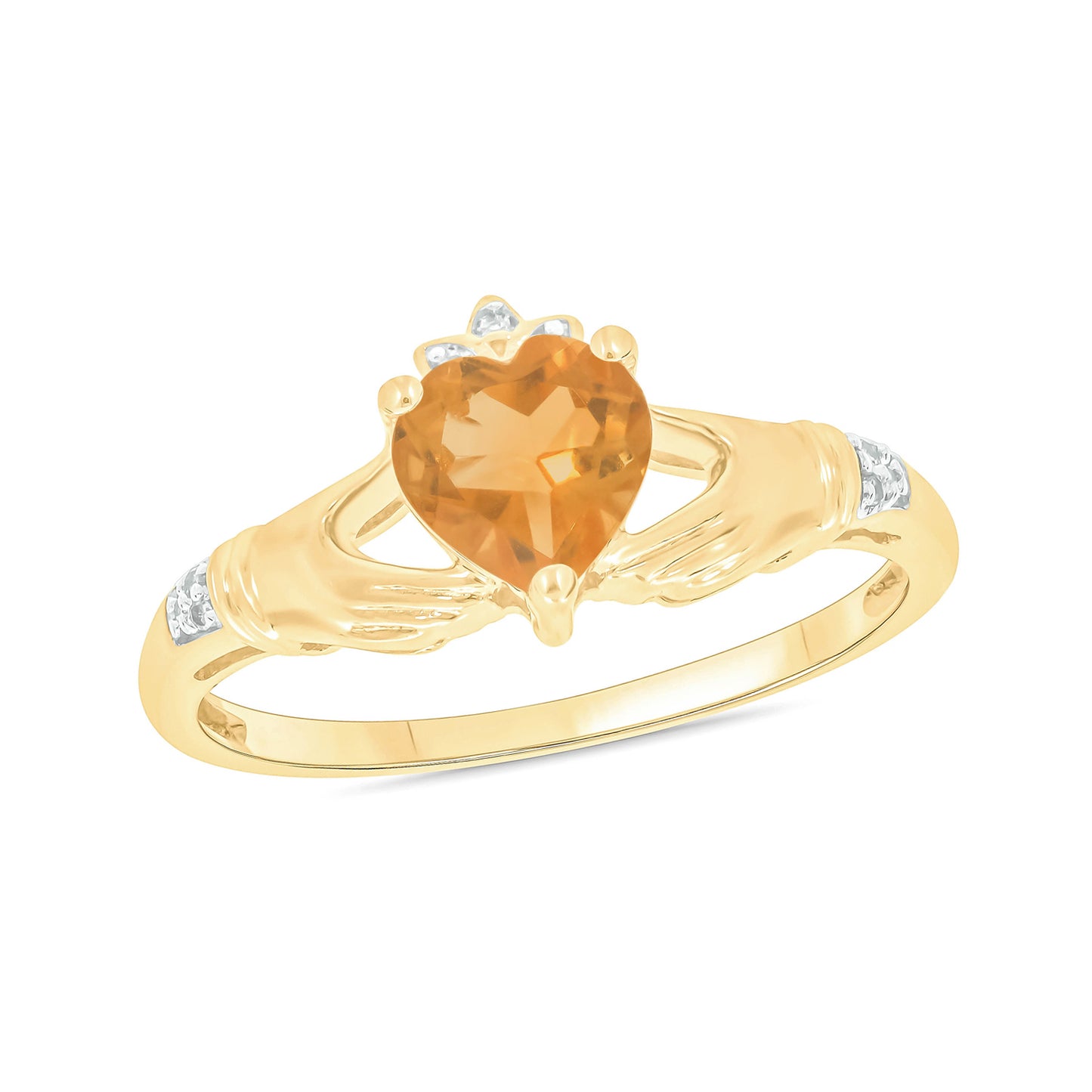 Claddagh Citrine Diamond Ring in 10K Gold