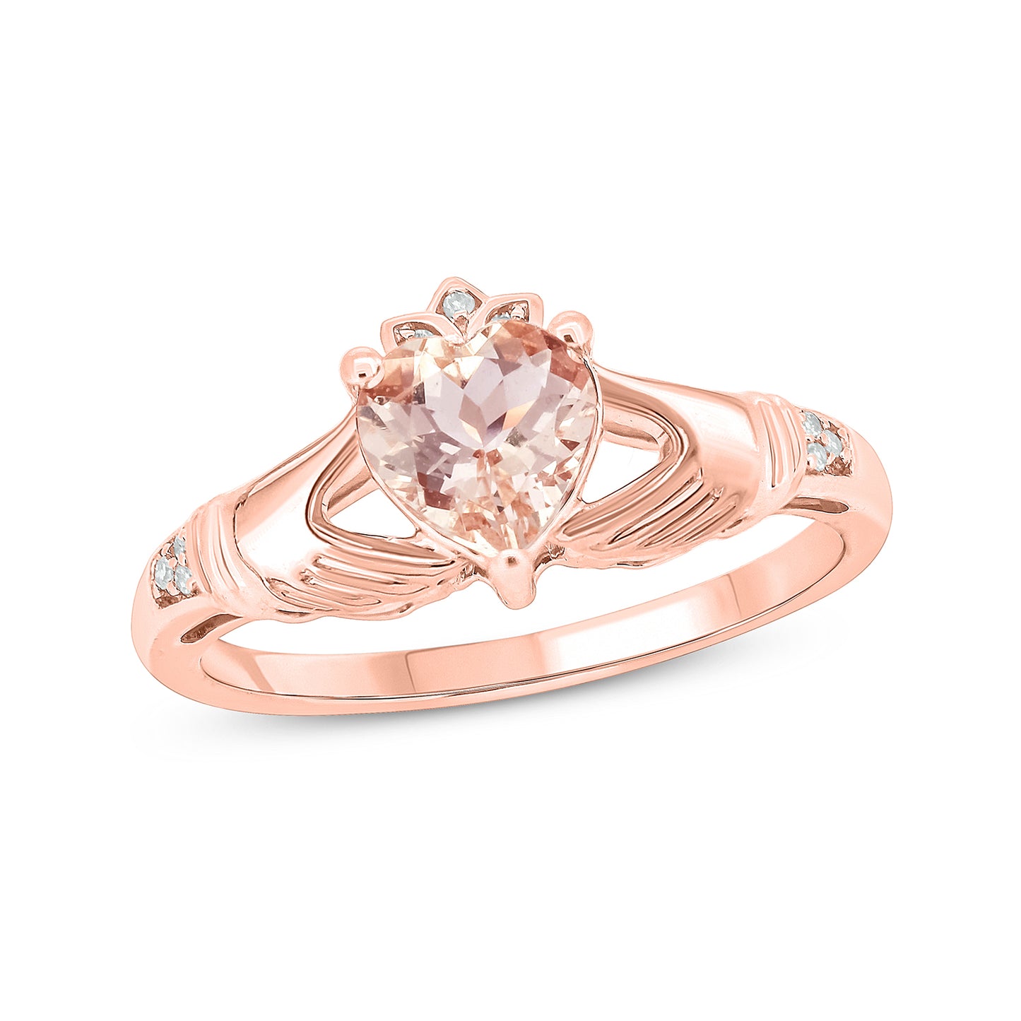 10K Gold Claddagh Morganite Diamond Ring