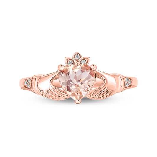 10K Gold Claddagh Morganite Diamond Ring