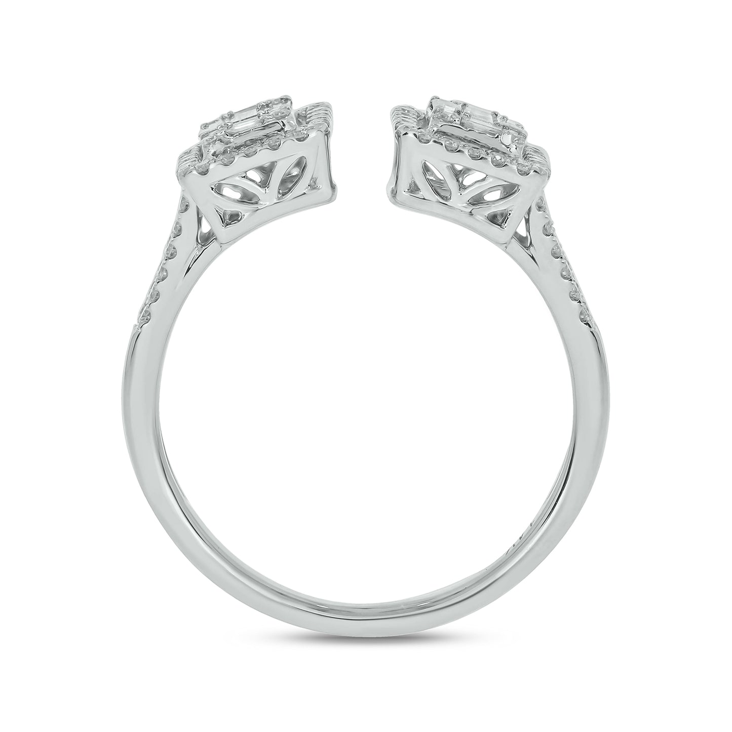 14KT Gold, Round & Baguette Diamond Studded Open Ring