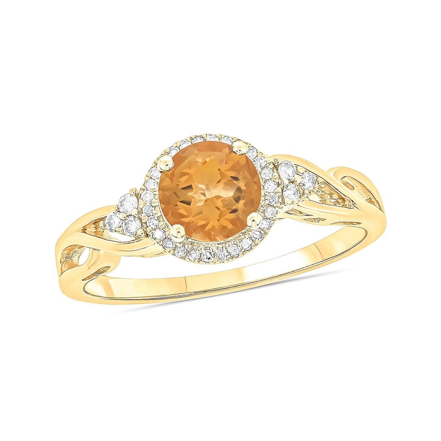 10K Gold Classic Gemstone & Diamond Ring- Citrine, Peridot