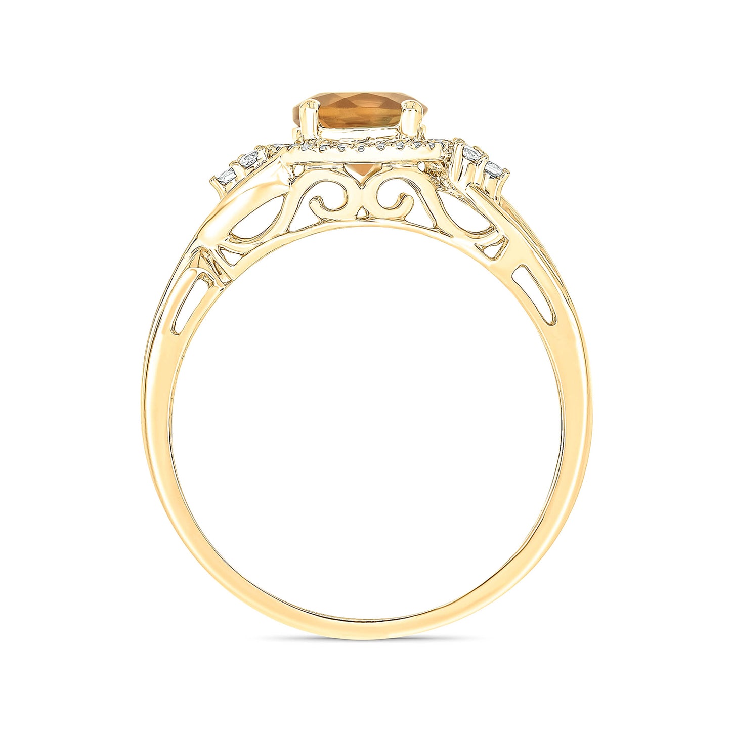 10K Gold Classic Gemstone & Diamond Ring- Citrine, Peridot
