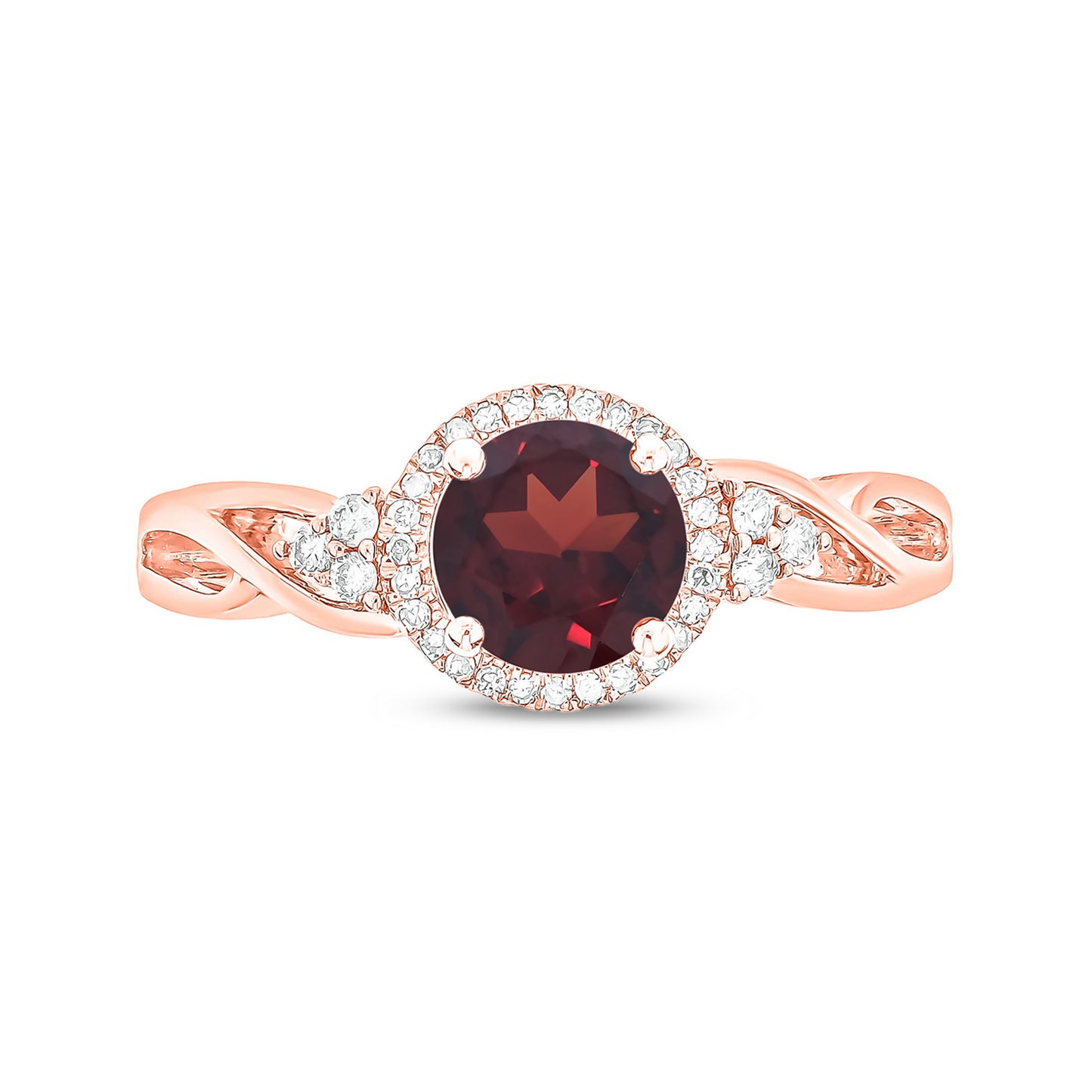 10K Gold Classic Gemstone & Diamond Ring - Garnet, Morganite