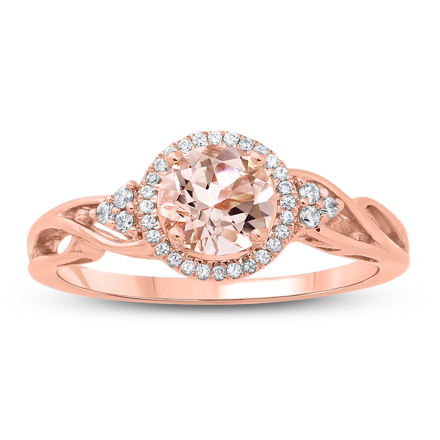 10K Gold Classic Gemstone & Diamond Ring - Garnet, Morganite