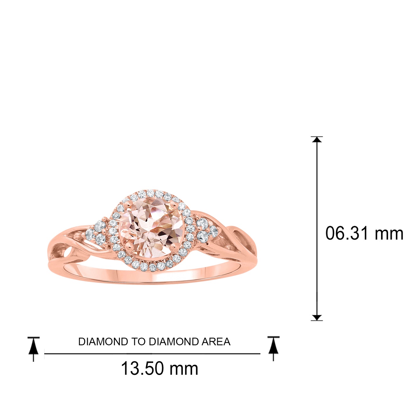 10K Gold Classic Gemstone & Diamond Ring - Garnet, Morganite
