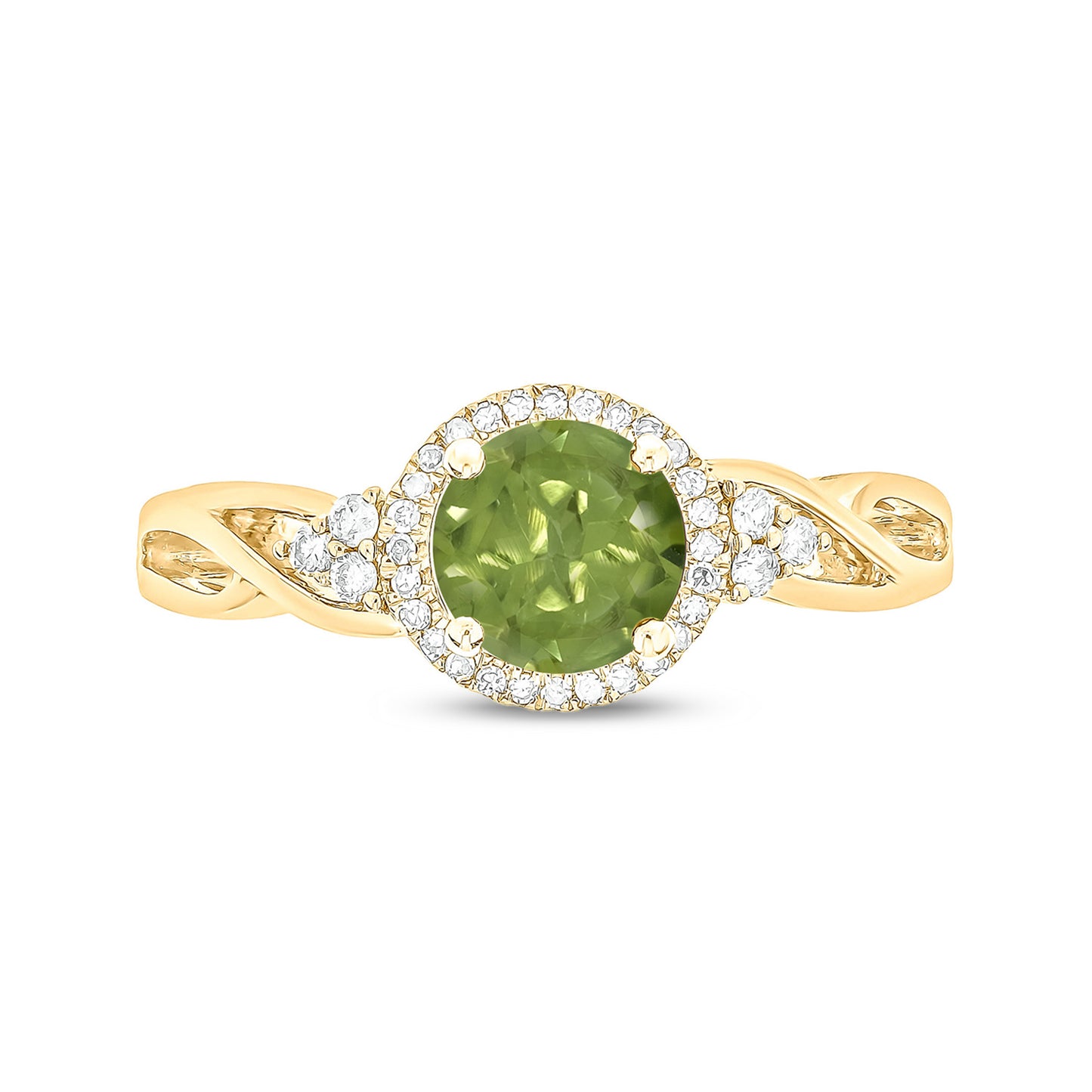 10K Gold Classic Gemstone & Diamond Ring- Citrine, Peridot