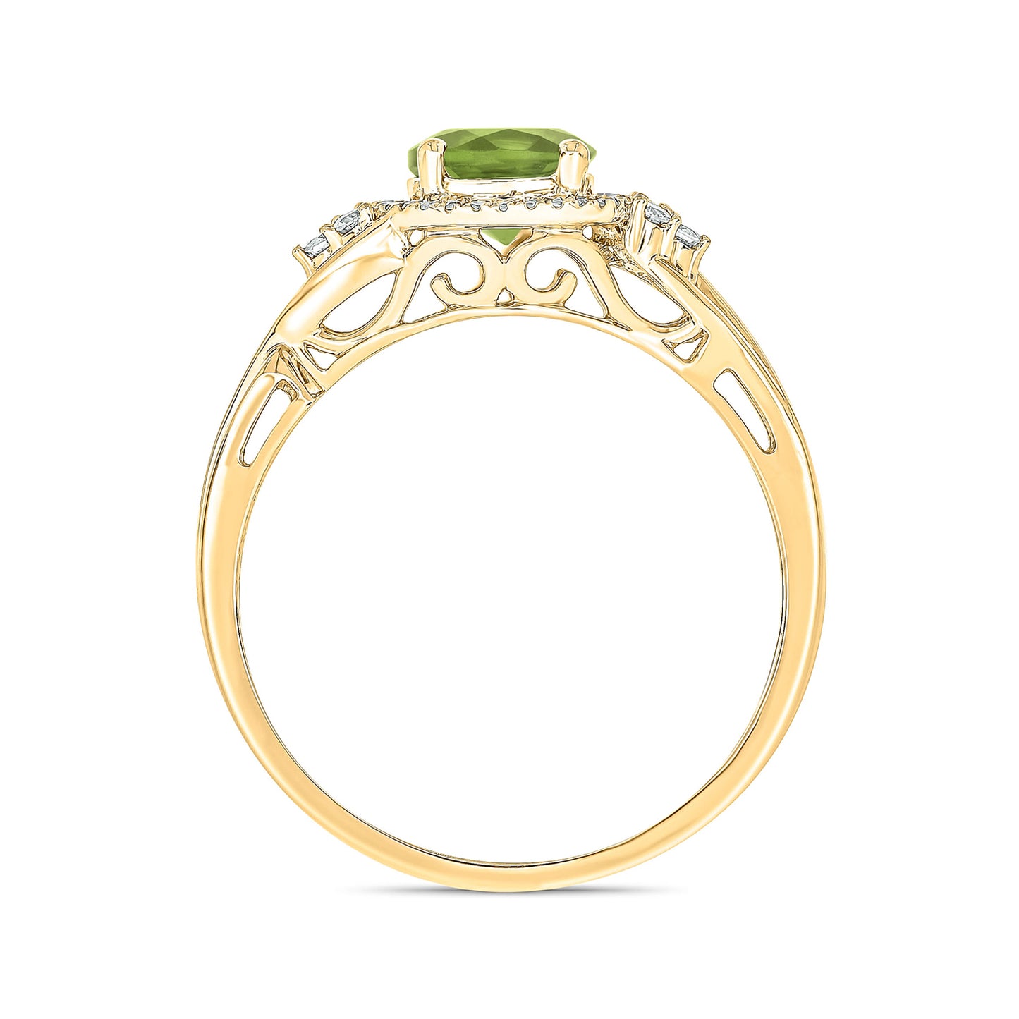 10K Gold Classic Gemstone & Diamond Ring- Citrine, Peridot