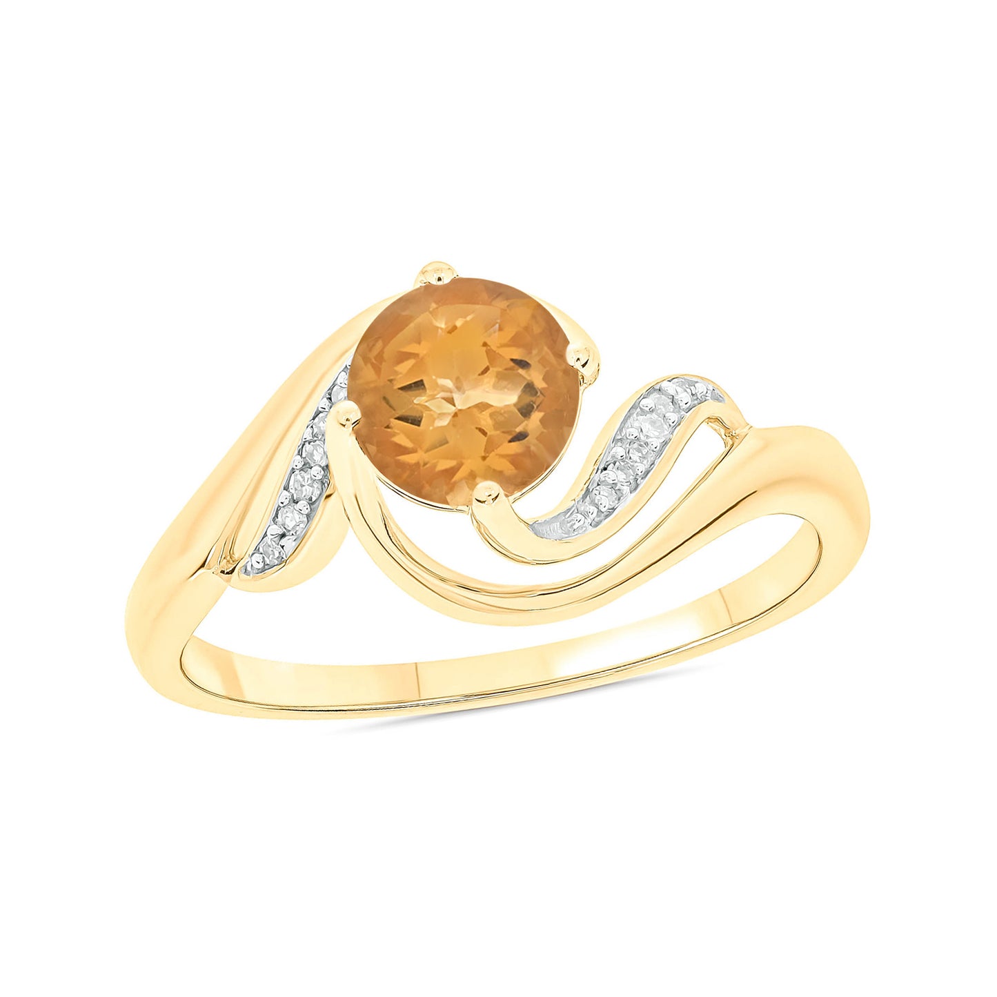 10K Gold Nouveau Perido, Citrine Gemstone & Diamond Ring