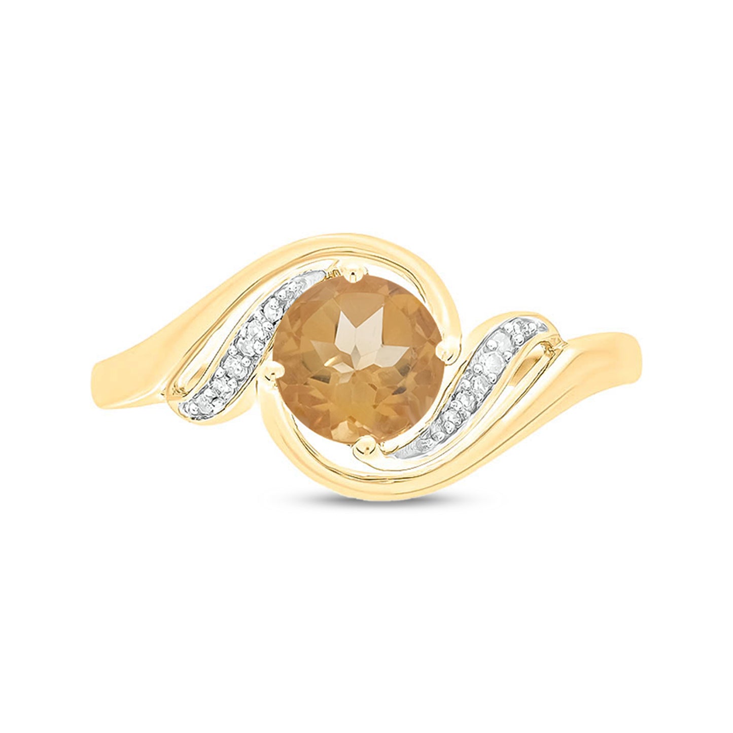 10K Gold Nouveau Perido, Citrine Gemstone & Diamond Ring