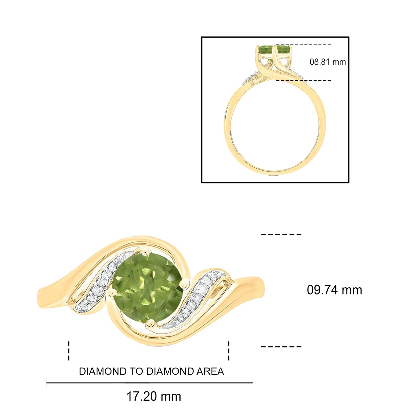 10K Gold Nouveau Perido, Citrine Gemstone & Diamond Ring