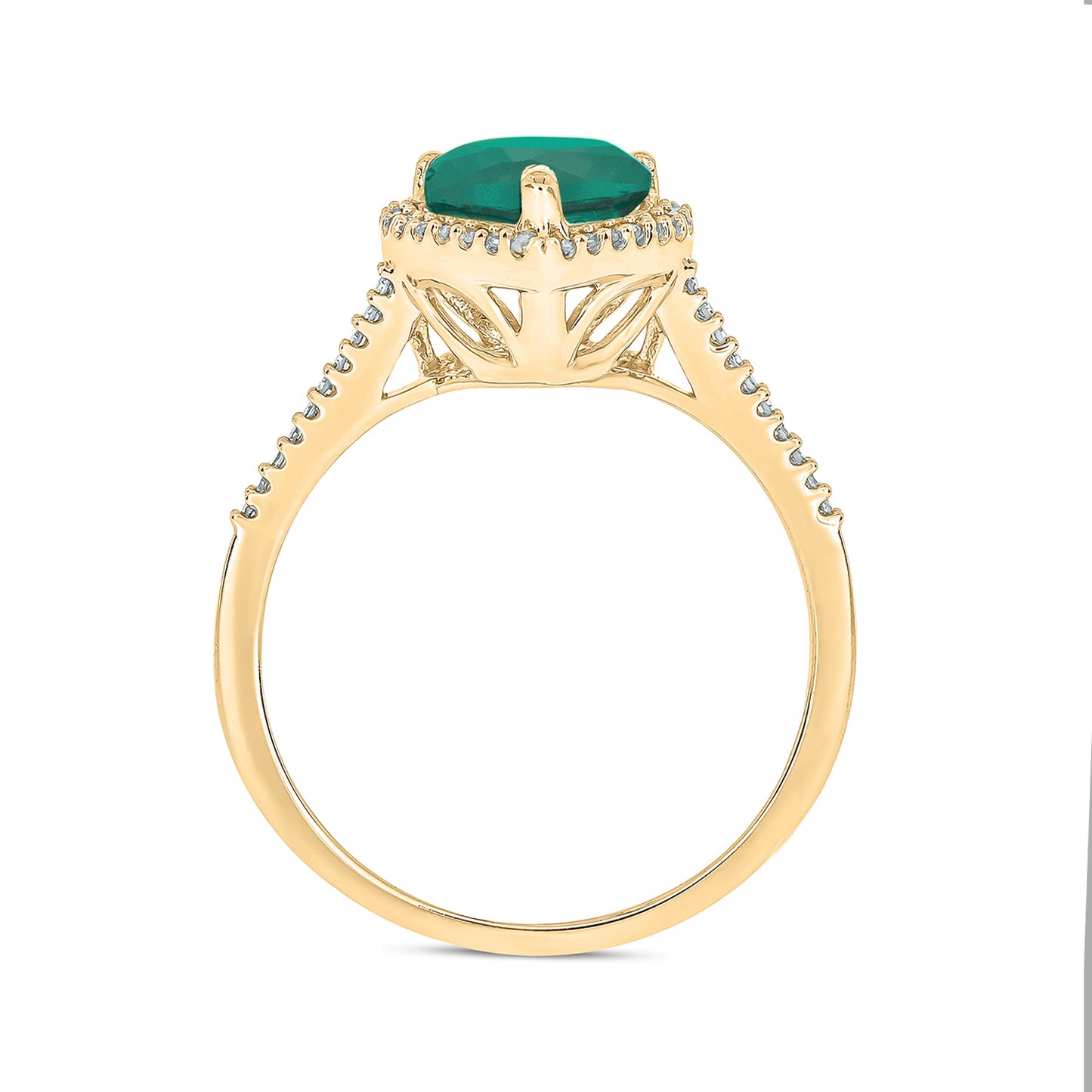 14K Gold Emerald & Diamond Heart Ring