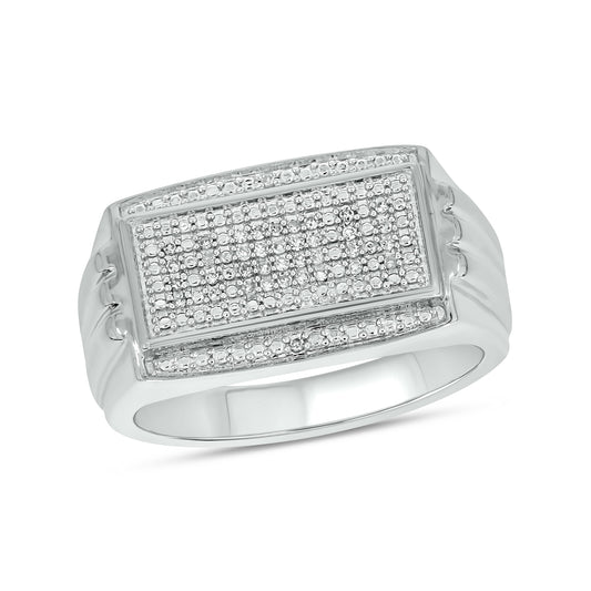 Luxurious Diamond Studded Men's Ring in 925 Sterling Silver