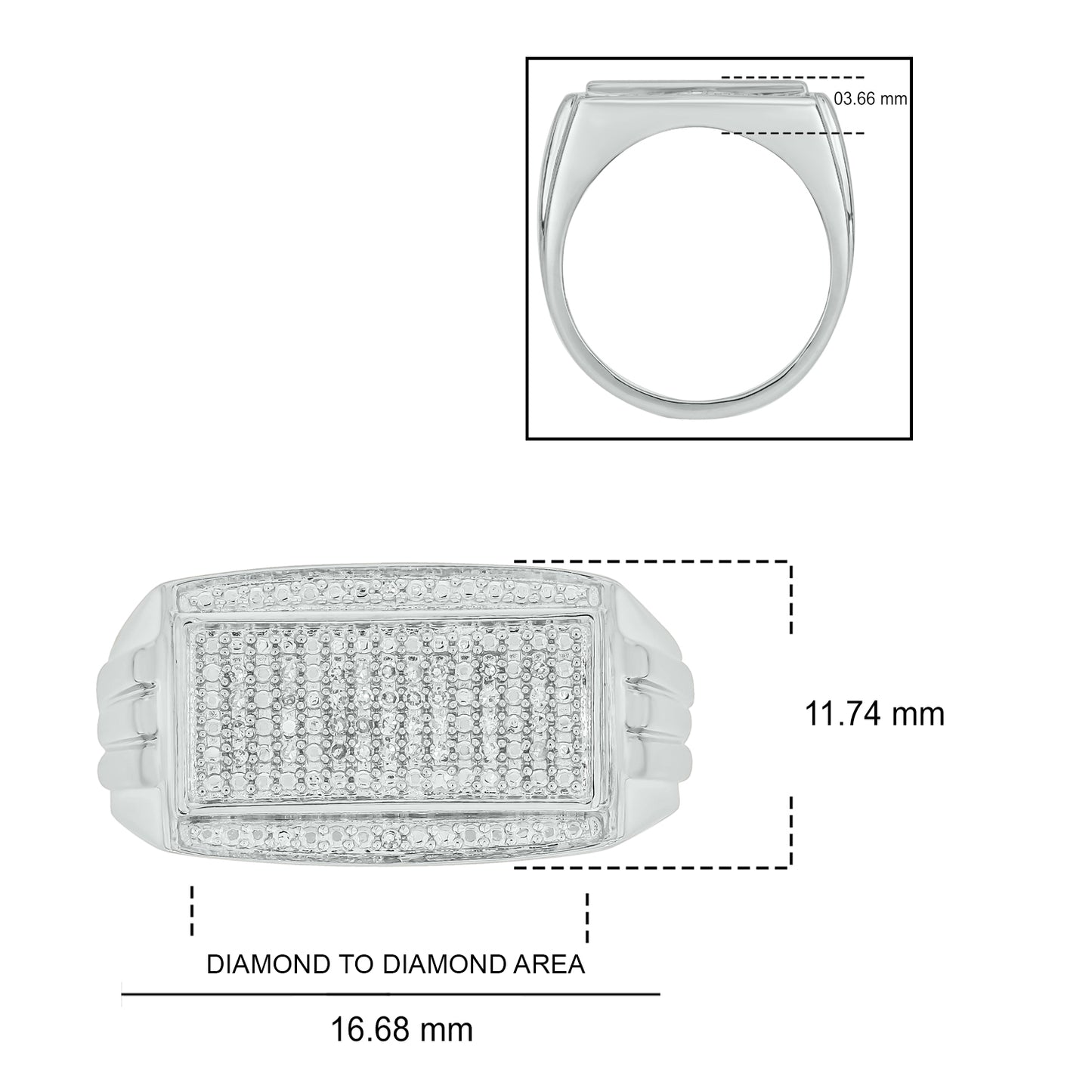 Luxurious Diamond Studded Men's Ring in 925 Sterling Silver