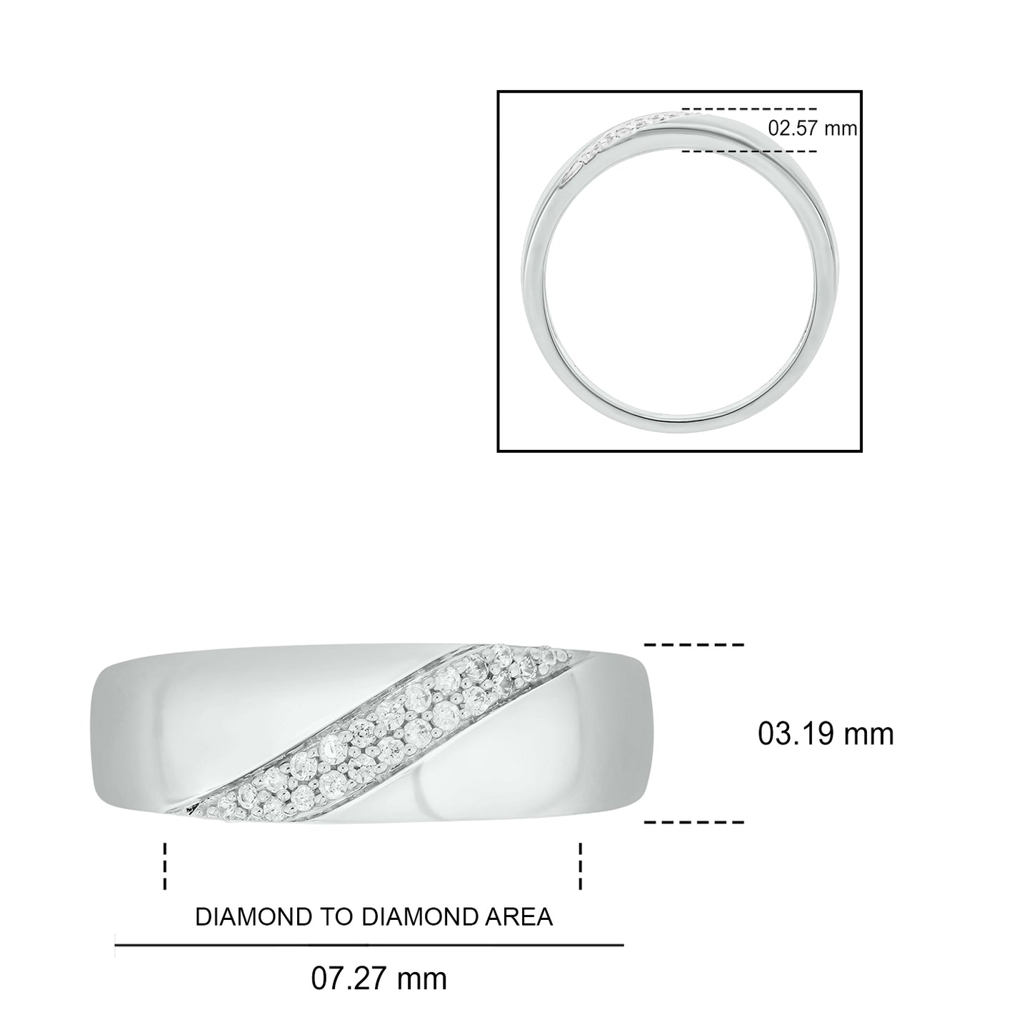 Classic Men's Diamond Band in 925 Sterling Silver