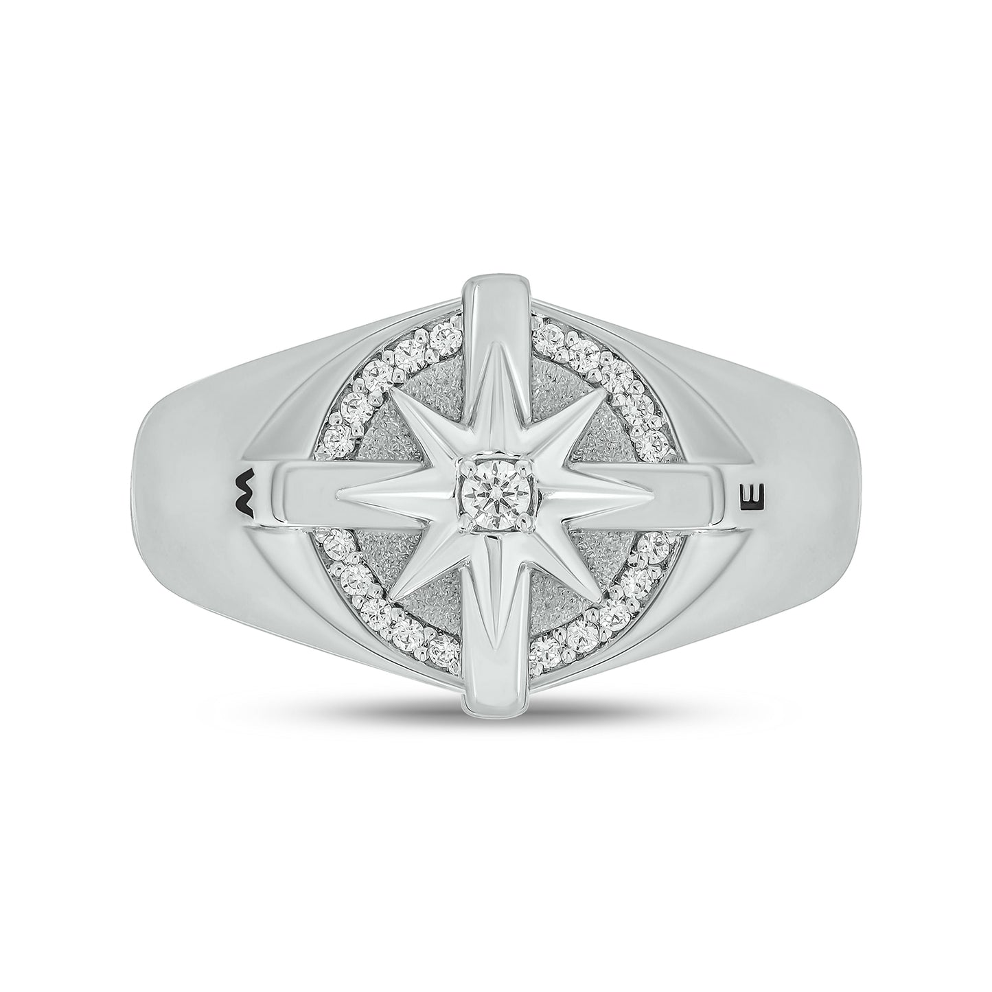 14K Gold Vermeil Men's Compass Diamond Ring