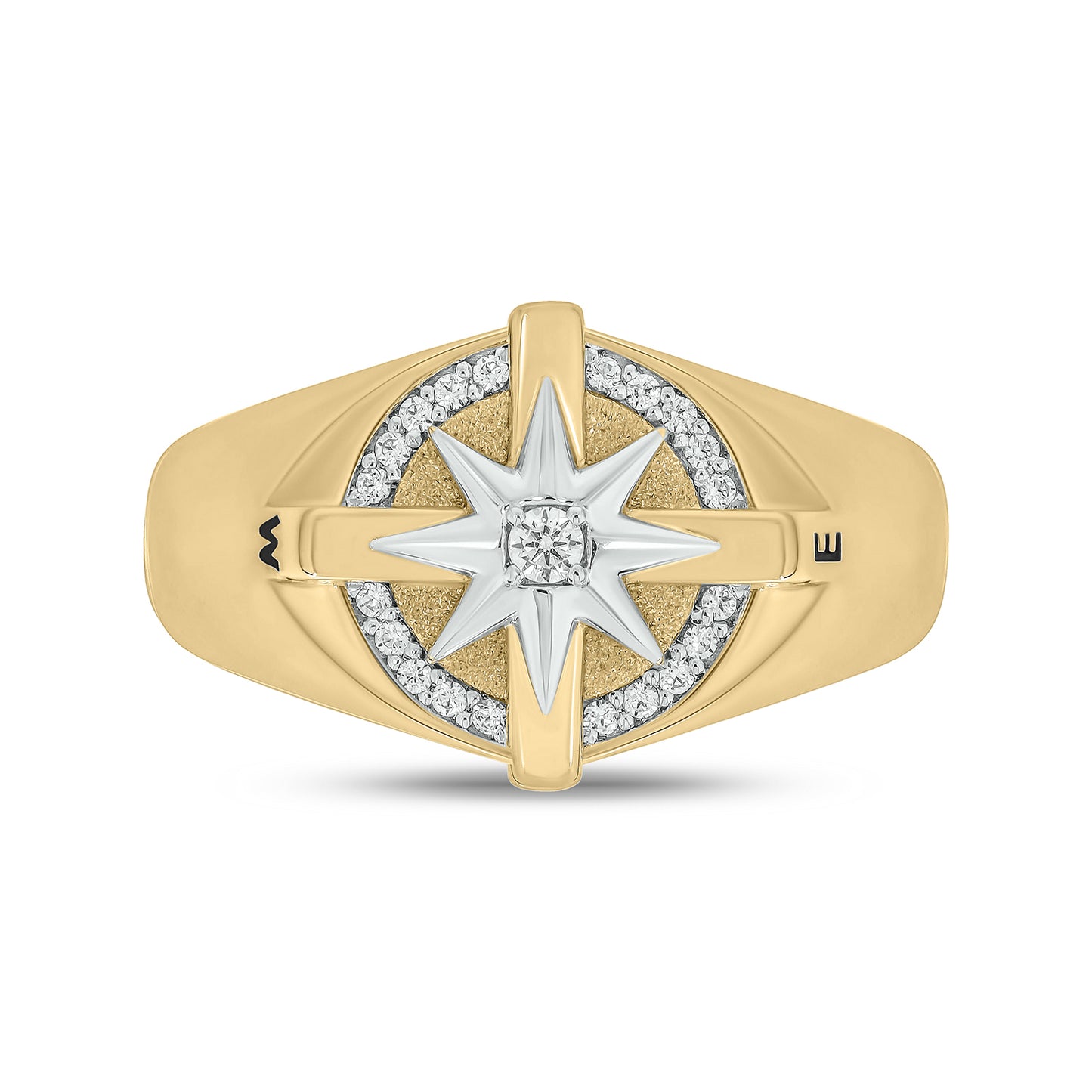 14K Gold Vermeil Men's Compass Diamond Ring