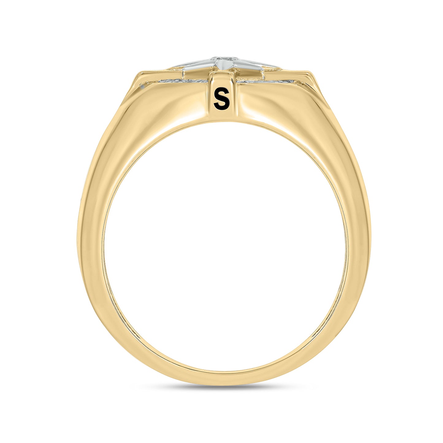 14K Gold Vermeil Men's Compass Diamond Ring