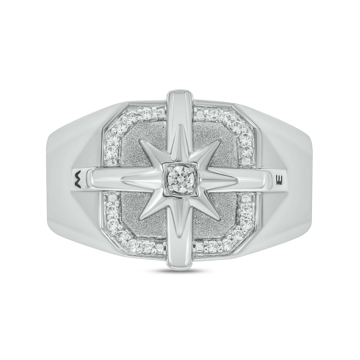 Men's Compass Diamond Ring in 14K Gold Vermeil