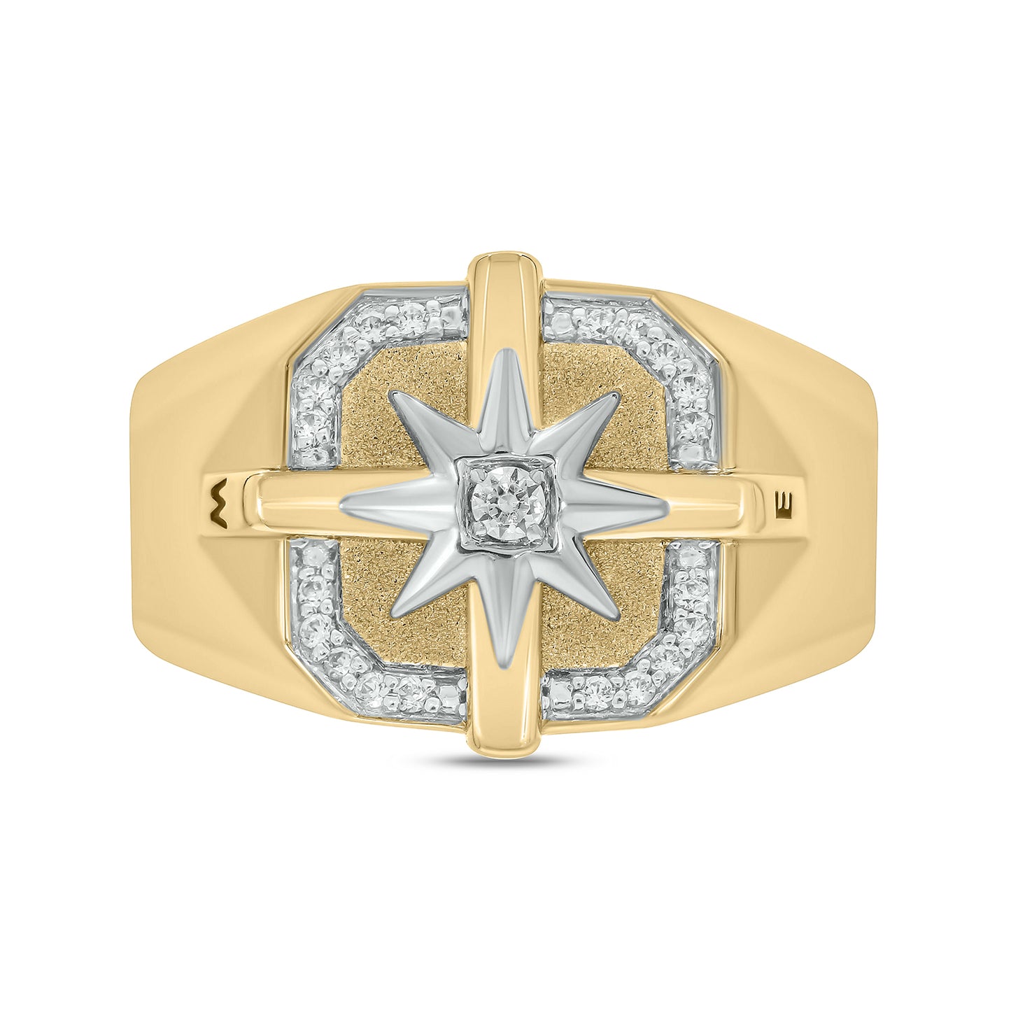 Men's Compass Diamond Ring in 14K Gold Vermeil