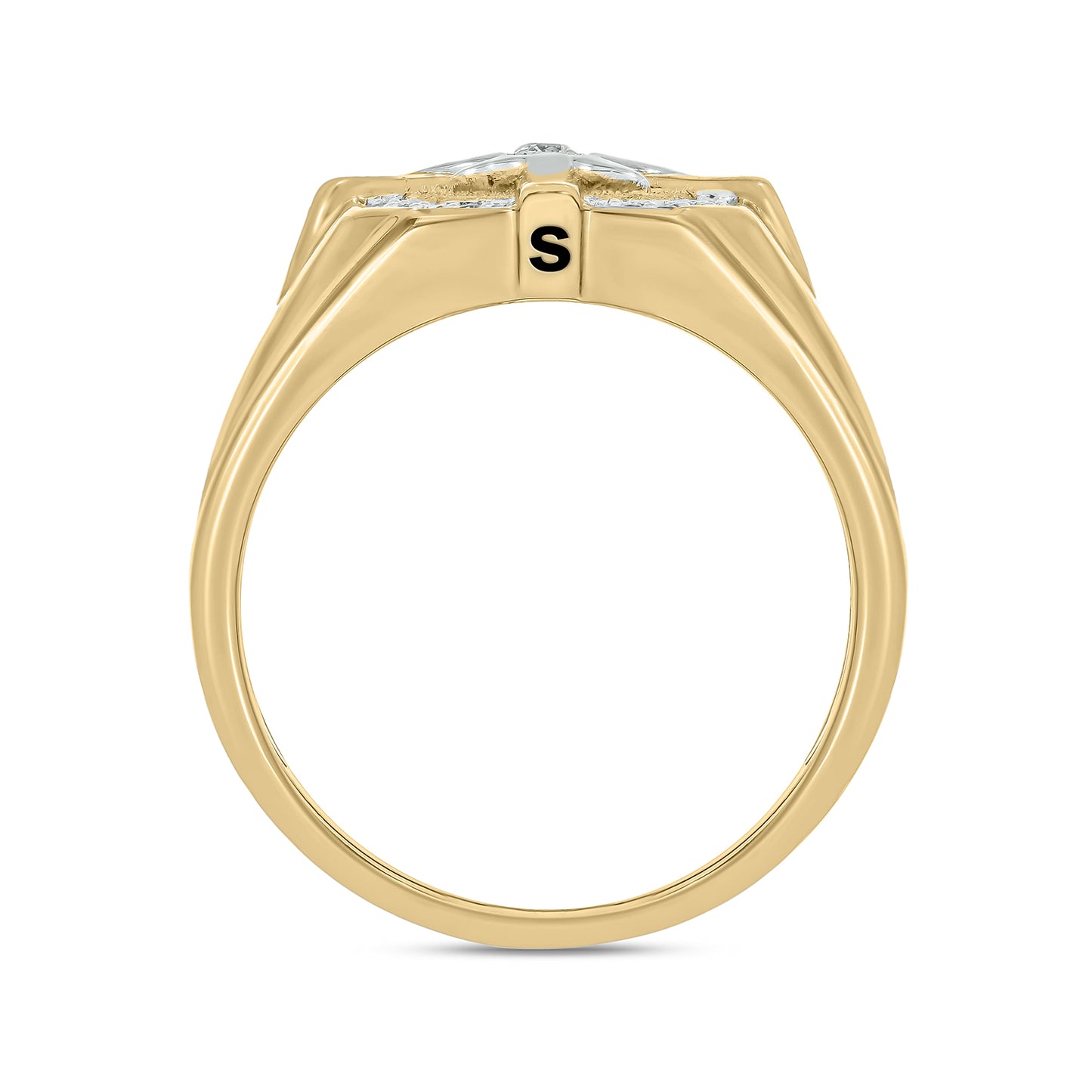 Men's Compass Diamond Ring in 14K Gold Vermeil