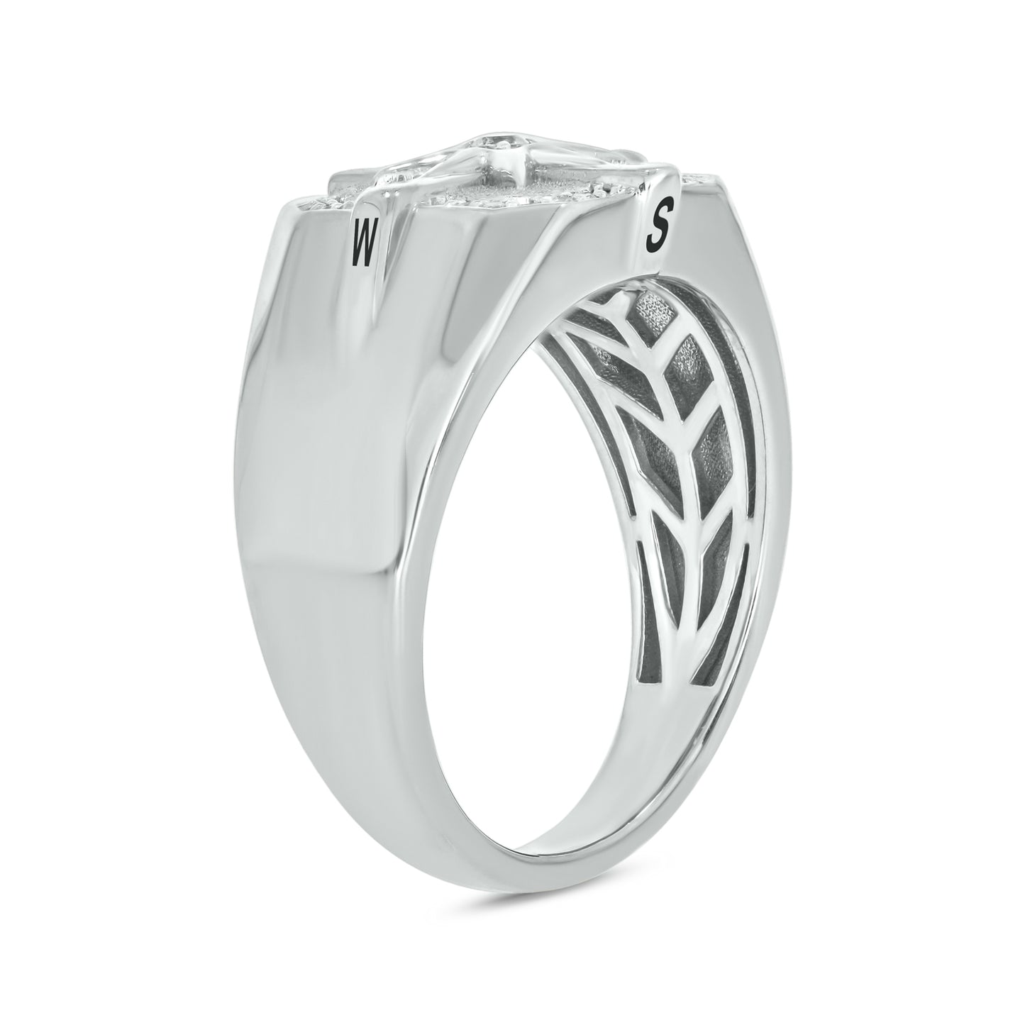 Men's Compass Diamond Ring in 14K Gold Vermeil