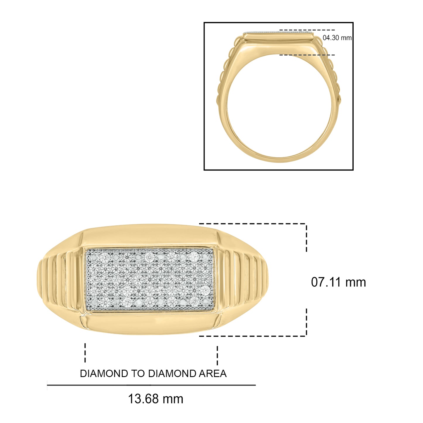 Classic Men's Diamond Ring in 14K Gold Vermeil