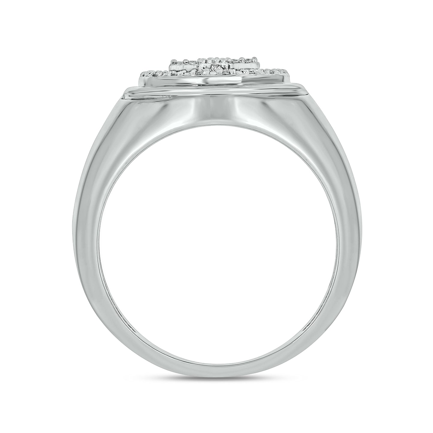 Signet Cross Diamond Ring for Men in 14K Gold Vermeil