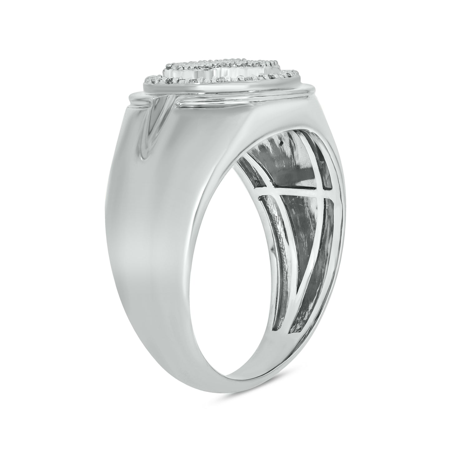 Signet Cross Diamond Ring for Men in 14K Gold Vermeil