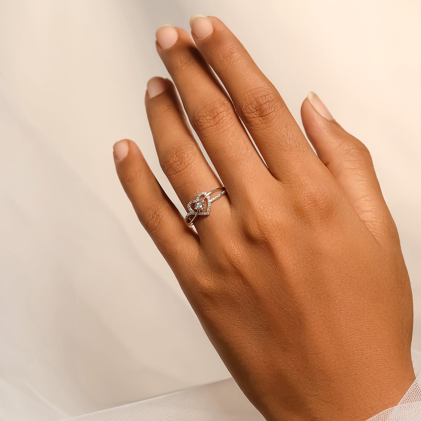 14K & 18K Gold Vermeil Heart Criss Cross Promise Ring