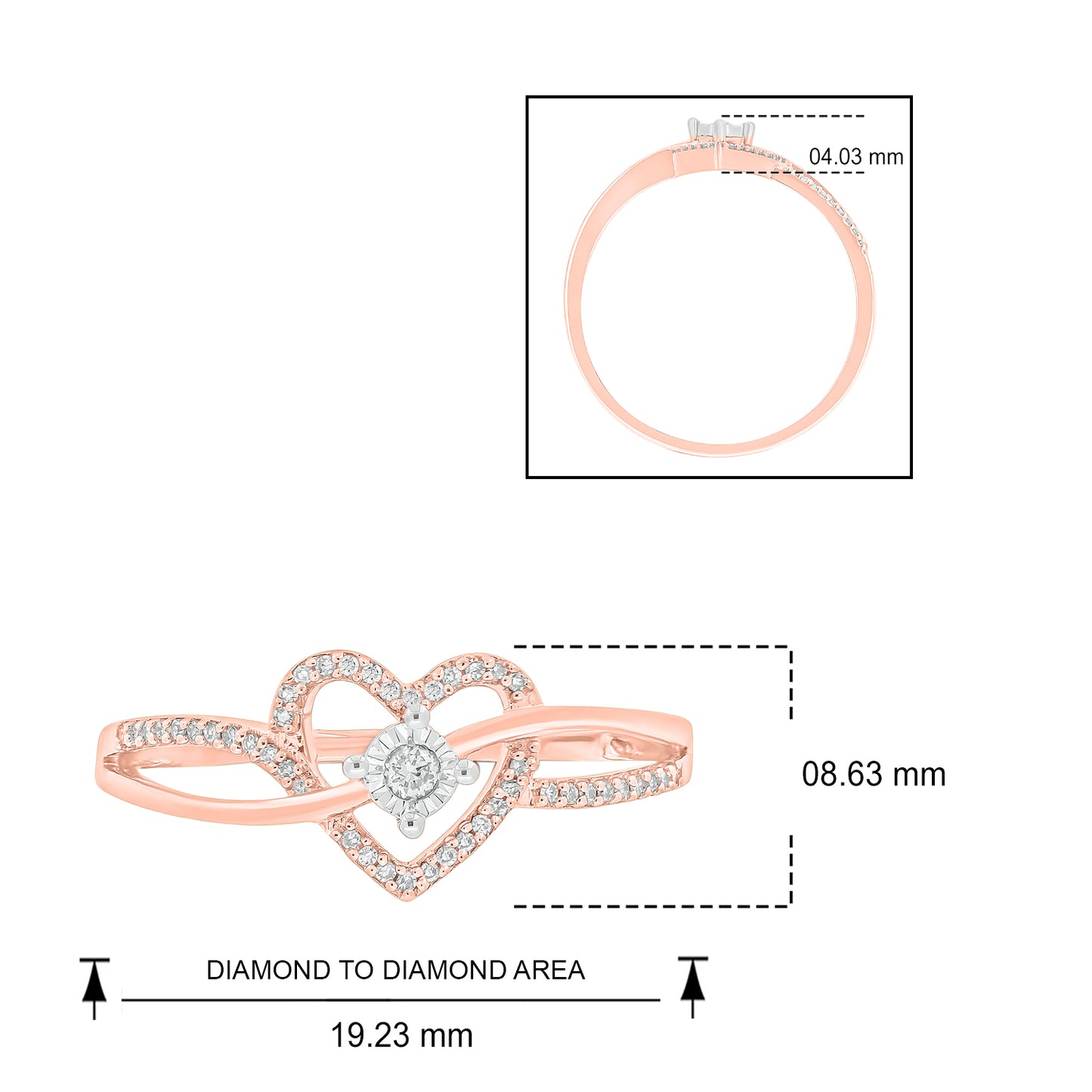14K & 18K Gold Vermeil Heart Criss Cross Promise Ring