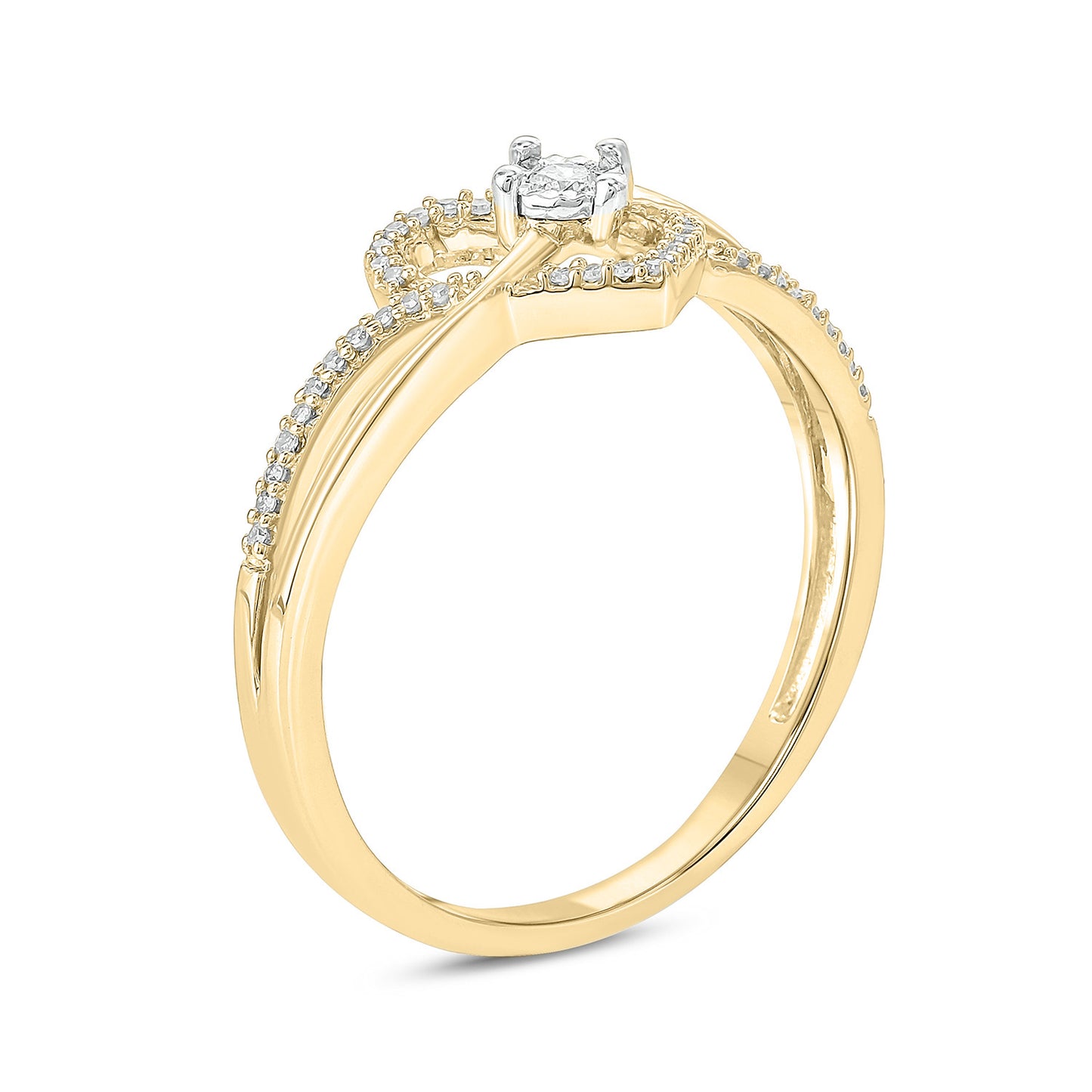 14K & 18K Gold Vermeil Heart Criss Cross Promise Ring
