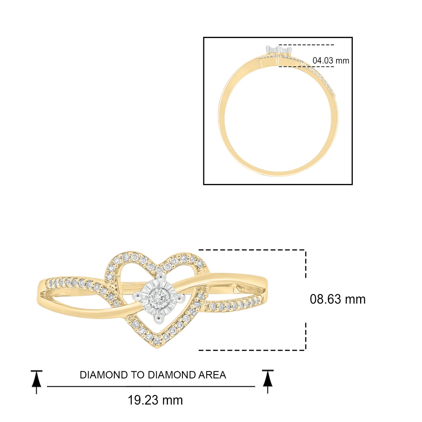 14K & 18K Gold Vermeil Heart Criss Cross Promise Ring