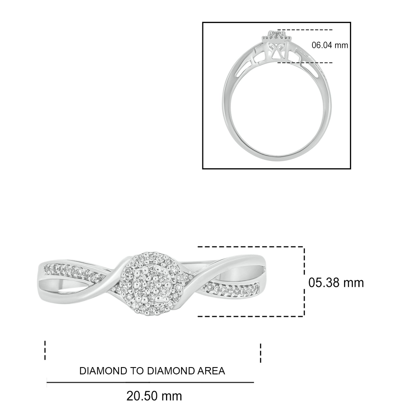Swirled Promise Ring in 925 Sterling Silver
