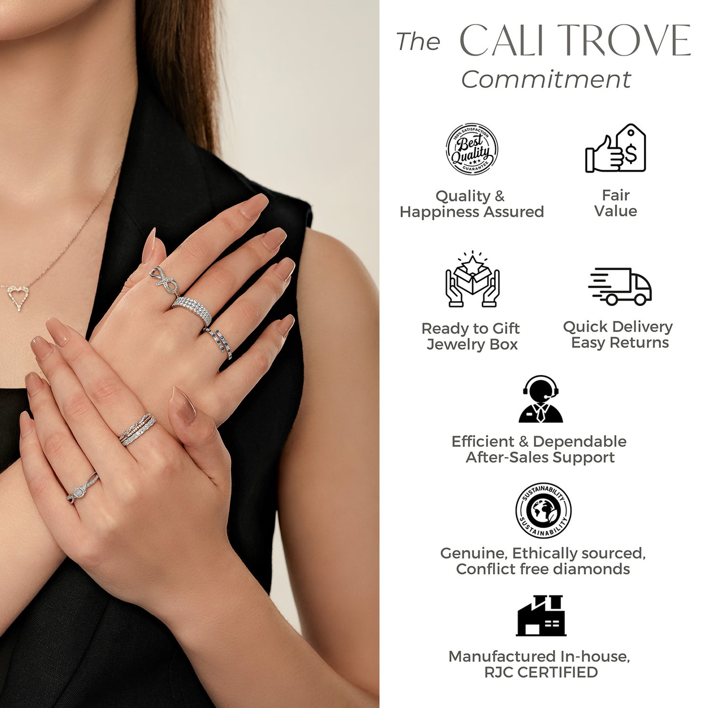 Double Heart Infinity Pendant Necklace in Gold